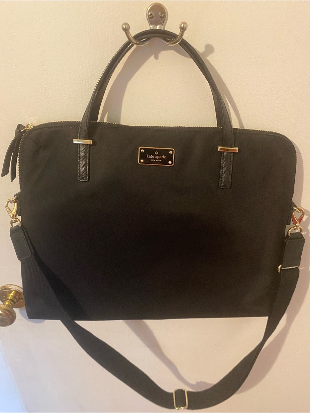 kate spade Black Nylon Laptop Tote with Shoulder Strap